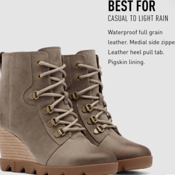 Women's Sorel JOAN UPTOWN LACE Leather Boots Size 8 KHAKI Like New Preloved - Picture 8 of 13